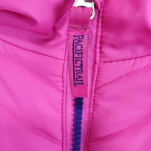 Pacific Trails Puffer hooded jacket Scarf pink Purple size M 10-12 - Picture 6 of 10